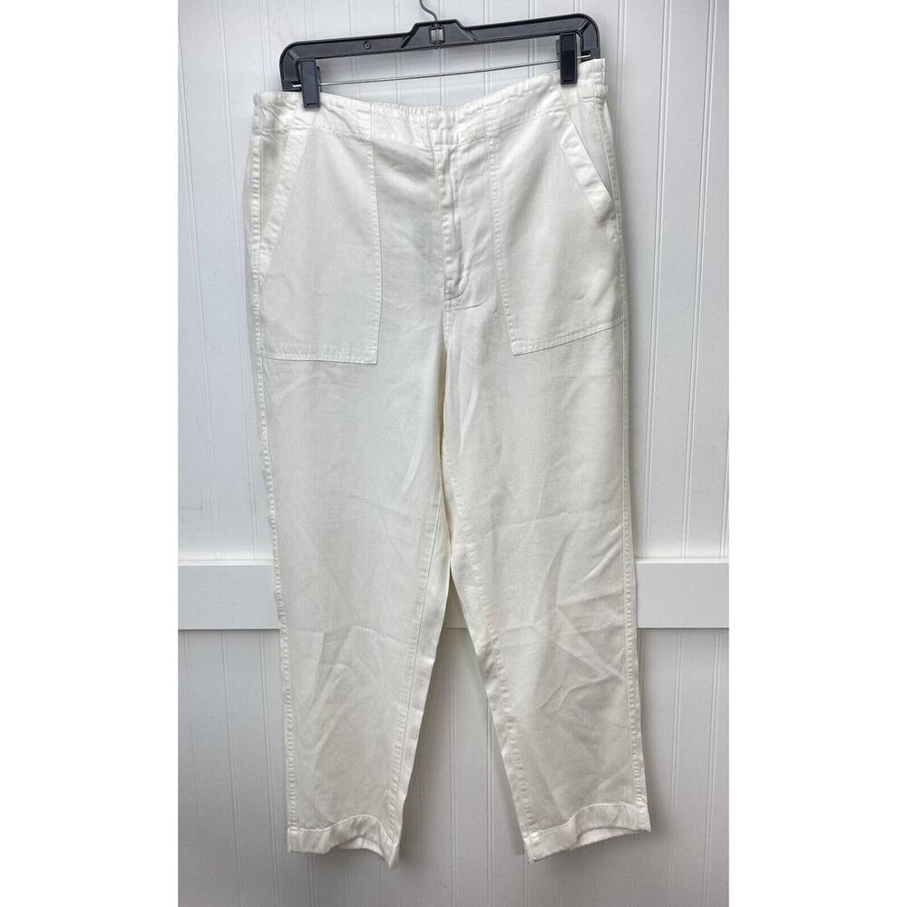 Off White Pants J Crew Seaside Crop Sz 12 Hi-Rise Lyocell Casual Ankle Crop NEW